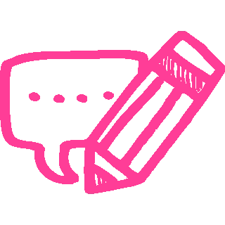 Matita e nuvoletta di colore magenta disegnati a mano