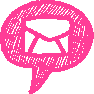 Busta dentro una nuvoletta di colore magenta disegnate a mano