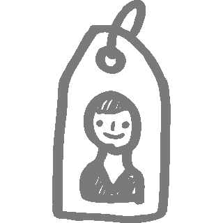 Etichetta di un prodotto con omino disegnati a mano